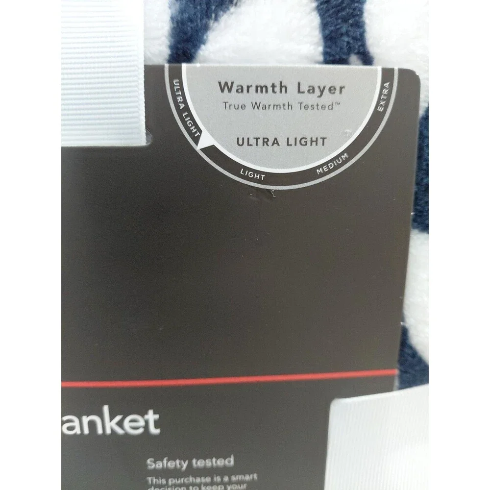 Home Expressions Twin / Twin XL Velvet Plush Blanket 66” X 94” LEAF NAVY, New